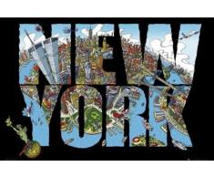 Empire 76915 New York - Arty Globe - Script - Poster di Pressione - 91,5 x 61 cm