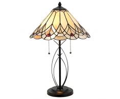 LumiLamp 5LL-5186 - Lampada da Tavolo Tiffany, Stile Art Deco, à 40 x 60 cm, E27, Max. 2 x 60 Watt, Vetro Decorativo colorato Realizzato a Mano, Stile retrò