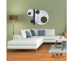 L:A:S Laser Art Style Quadro Astratto Moderno per Salotto SI-349, Legno, Grigio Celeste-Blu Petrolio, 125x90 cm