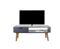 LIFA LIVING Mobile Porta TV in Legno, Supporto TV con cassetto e vano Extra, scaffale Porta Oggetti e TV, Colore Grigio, 40 x 100 x 40 cm