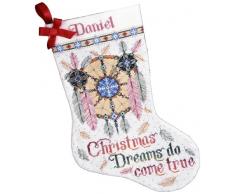 Design Works - Calza di Natale, Motivo Sogni di Natale a Punto Croce, Multicolore