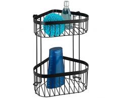 Wenko 23882100 Classic Plus Black - Scaffale angolare a 2 Ripiani, in Acciaio con Protezione antiruggine, 23,5 x 33 x 18,5 cm, Colore: Nero