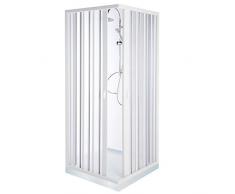 FERIDRAS Aurora Box Doccia Angolo, PVC, Bianco/Trasparente, 100x80x185 cm