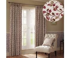 Basta Contempo arazzo Floreale Pieghe a Matita Tende, Viola, 116,8Â x 137,2Â cm, Poliestere, Berry Purple, 46 x 90 Inches