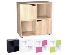 ASAB Scaffale a cubo, libreria in Legno con Ante - Mobili per Camera da Letto per Ragazzi e Ragazze 4 cubi e 2 Ante Armadio Bianco/Verde