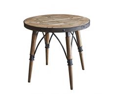 Rituali Domestici Mastrociliegia Rotondo Tavolo in Legno con Profilo in Metallo, Porcellana, Legno, 60Â x 59Â x 0.1Â cm