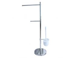 Homexpert MSV 141308Â Spazzola di WC con portatovaglioli Metallo Argento 20Â x 36Â x 80Â cm