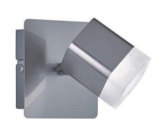 Reality Leuchten Roubaix - Faretto da parete in metallo, 4 W, nichel opaco/bianco