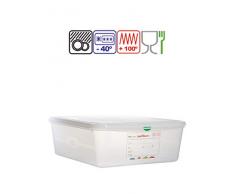 Denox 12508.030 Scatole Ermetiche Gastronomate 2/3, 9 L, Set di 3, PP/LDPE, Bianco, Unica
