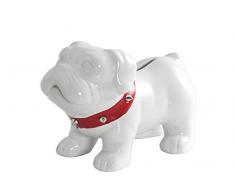 Home Bulldog Salvadanaio, Ceramica, Bianco, 16x8x14 cm