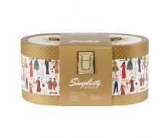Simplicity Scatola da Cucito Vintage con nozioni, Colore: Beige, Cartoncino, Multi, Taglia Unica