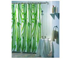 MSV Tenda da Doccia in BambÃ¹ 180Â x 200Â cm, Poliestere, Bianco/Verde