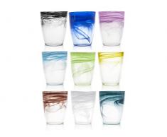 H&H 7627800 Bicchieri, Vetro, Multicolore, 9 UnitÃ 