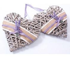 DiKasa 82-HC4L Cuore Appendibile Decorazione Lavanda, Vimini, Bianco, 25x5x25 cm