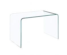 Bricozone Scrivania Scrittorio da Ufficio e Salotto Curvato, Tavolo Luxury Z-02, Design Curvo e Moderno, 126 x 74 x 70, Vetro temperato Trasparente, Unica