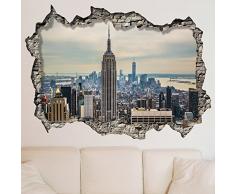 Walplus Adesivi Da Parete New York Sole nascente Arte Murale Decalcomania Vinile Decorazione Casa FAI-DA-TE Vivente Ufficio Camera Letto Carta parati Cameretta Bimbi Regalo, Multicolore