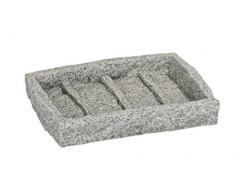 Wenko 20439100 Porta sapone Granite - finitura effetto pietra, Poliresina, 13.5 x 2.2 x 9.1 cm, Grigio