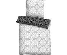 Biberna 0636037 - Biancheria da letto in satin di cotone makÃ², con federa in cotone, copripiumino da 135 x 200 cm e federa da 80 x 80 cm, colore: Nero