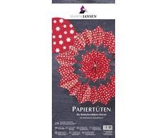 Marpa Jansen Sacchetti di Carta per Decorazioni a Forma di Stella/Fiori â Set Fai da Te â Sacchetti per Burro â (10 x 22 cm, 24 Pezzi) â con Istruzioni per bricolage â Stelle Rosse