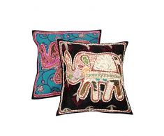 RAJRANG Fodera per Cuscino, Cotone, Forest Green & Black