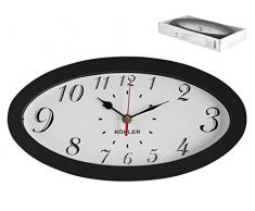 H&H Eg6977 Orologio Parete Ovale Ner33X17 Arredo E Decorazioni Casa, Nero/Bianco, 34x18x5 cm