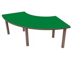 Mobeduc Tavolo per bambini A 1/4 di anello, in legno 140 x 65 cm, talla 2 Haya y verde oscuro