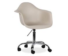 Lo+DeModa Pring Set di 2 Sedia per Ufficio, Polipropilene/Acciaio Cromato, Beige, 80x62.5x5 cm