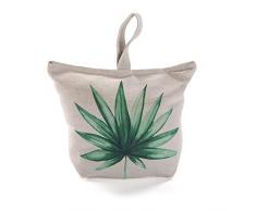 VERSA 21350081 Fermaporta Foglia, Tessuto, Verde, 22 x 10 x 30 cm