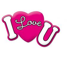 Junior star Cuscino Gonfiabile I Love You, Fucsia, 50x30