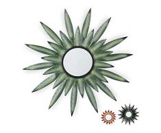 Relaxdays Specchio Decorativo a Forma di Sole, Design A, Rotondo, da Appendere, Telaio in Metallo, per Soggiorno e Camera da Letto, Colore: Verde, 1 Pezzo