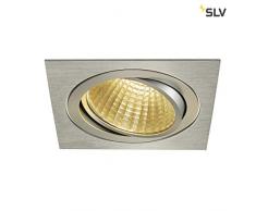 SLV LED FARETTO INCASSO New Tria DL coprire Set, quadrato, lampadina, 2700 K, 30 Grad, con driver, clip piuma, in alluminio spazzolato 114286