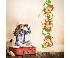 wall art R00374 Adesivo murale per bambini Scimmiette arrampicate - Misure 30x120 cm - Decorazione parete, adesivi per muro, carta da parati