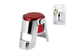 H&H 8579200 Set 6 Tappi Champagne Inox Rossa Bottiglie Arredo Tavola