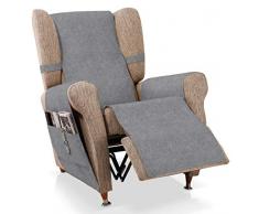 Bartali Copre Poltrona Relax Larissa, Tessuto ciniglia Cotone, 50% Poliestere, Grigio, 1Â Piazza