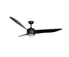 LUCCI AIR Nordic Ventilatore da soffitto con illuminazione a LED, alloggiamento in alluminio, 35 W, diametro 142 cm, telecomando, Alluminio Compensato Metallo, Nero 35W 230V