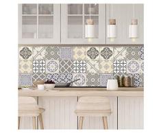 Ambiance-Live, Adesivo da Parete, Adesivo murale: 9 Adesivi per Piastrelle |Â Adesivo per Piastrelle di Cemento - Mosaico Bagno e Cucina |Â Piastrelle di Cemento Adesivo - Azulejos - 20x20cm - 9 Pezzi