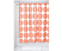 iDesign Tenda doccia design con motivo geometrico a pois, Tenda vasca e doccia in poliestere al 100%, Tenda bagno doccia, rosso