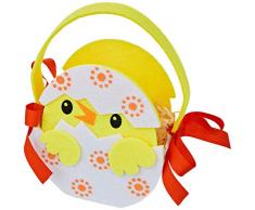 Mopec UAB338 - Cestino in feltro Pollito 20 (maniglie) x 12 cm, 11 uova pralinÃ©, multicolore, taglia unica