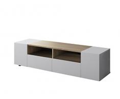 13Casa Vanilla S01 Mobile Tv, 138 x 42 x 36 H Cm, Rovere Spazzolato, Bianco, Melamina