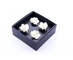Legendarte LH-012 Allacciatovaglioli Anelli Portatovaglioli Gioiello, Metallo/Vetro/PVC, Avorio, 19x19x7 cm, 4 unità