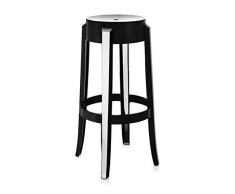 Kartell 4899/E6 Charles Ghost Sgabello, Altezza 75 cm, Nero, 2 Pezzi
