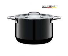 Silit Zeno Black - Pentola Alta con Coperchio in Metallo, 24 cm, pentola da 6,4 l, in Ceramica Funzionale, Adatta a Piani Cottura a induzione, Colore: Nero