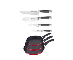 San Ignacio padelle e Set di coltelli da Cucina, Alluminio, Rosso, 24Â cm