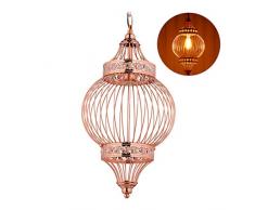 Relaxdays, rame Lampadario a Sospensione, in Stile Orientale, Paralume a Griglia, Aspetto Lucente, Metallo, HxD:151x27cm, 151 x 27 x 27 cm