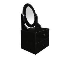 Premier Housewares 2401608 Cassettiera con Specchio, 2 Cassetti, Vetro Nero