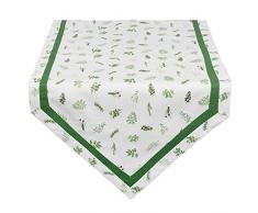 Clayre & Eef ROS65 Runner da Tavolo con Erbe Verde/Bianco, 50 x 160 cm