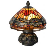 Lumilamp 5LL-9295 - Lampada da comodino a forma di libellula, Ã 22 x 21 cm, 1x E14 / max. 40 W, in vetro colorato decorativo, stile tiffany, colore: Rosso
