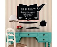 Walplus 180x61 cm adesivi da parete lavagna LIBRO rimovibile autoadesivo arte murale decalcomania vinile DECORAZIONE CASA fai-da-te VIVENTE camera letto carta parati cameretta bimbi regalo, NERA