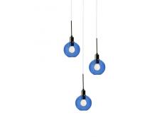 SP Light and Design Diva sospesione Tripla, Struttura Oro, Vetro Blu Lampada a Sospensione 4 W