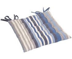 Amadeo Novell Cuscino per Sedia a Righe, Cotone, Bianco, Blu e Grigio, 42Â x 42Â x 7Â cm